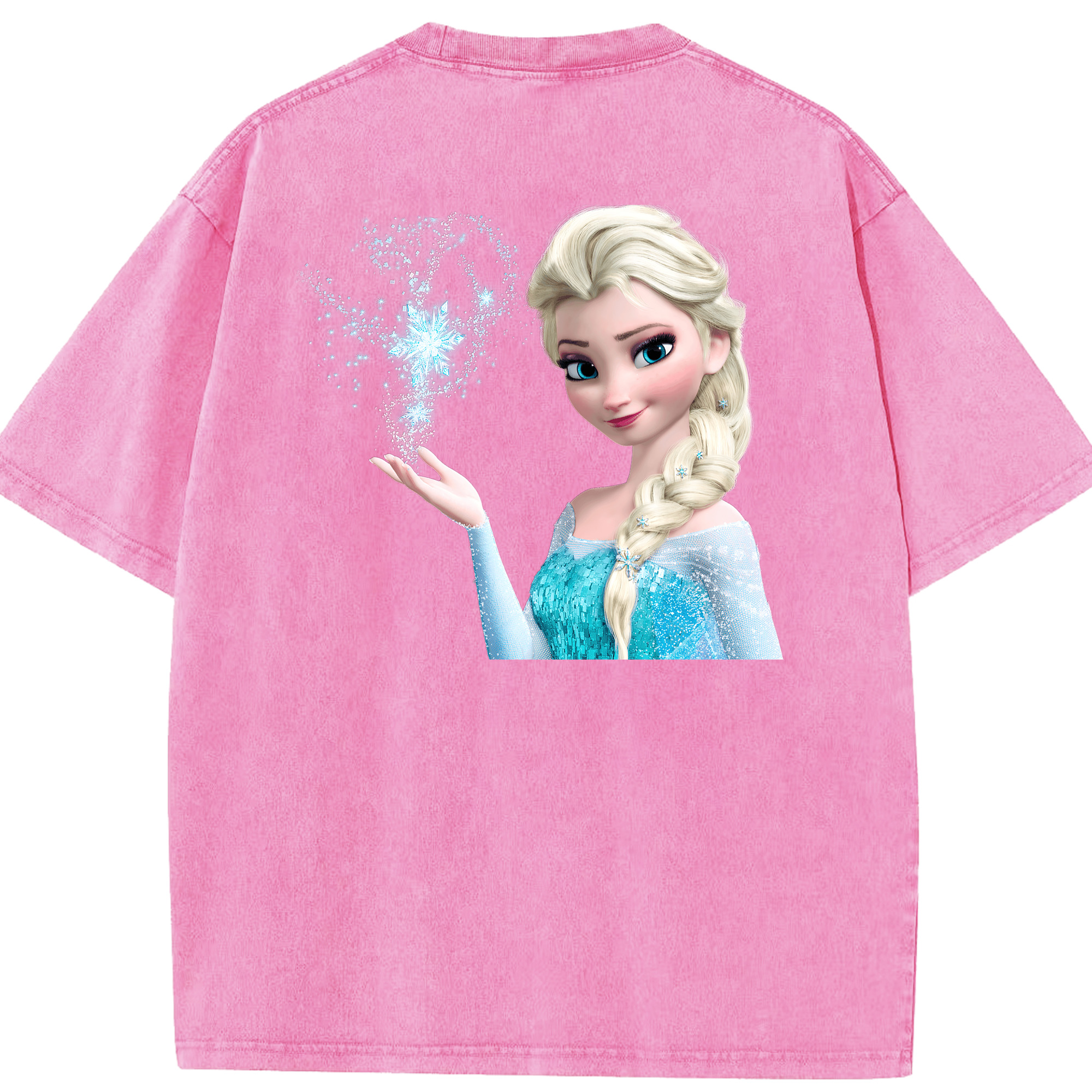 （画像用） アナと雪の女王 アンナ エルサ Frozen Anna Elsa 綿100% ヴィンテージ風 半袖Tシャツ（背面プリント）